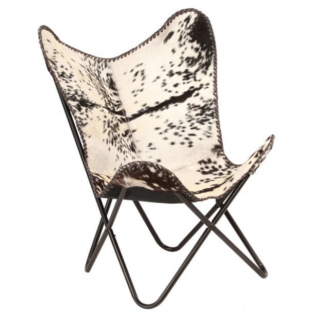 Butterfly Chair Black And White Genuine Goat Leather Image 8