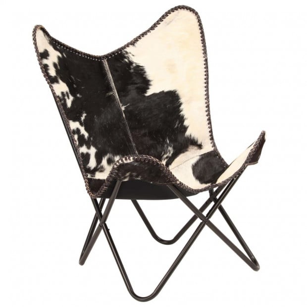 Butterfly Chair Black And White Genuine Goat Leather Image 9