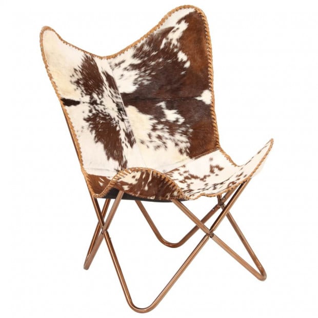 Butterfly Chair Brown And White Genuine Goat Leather Image 11