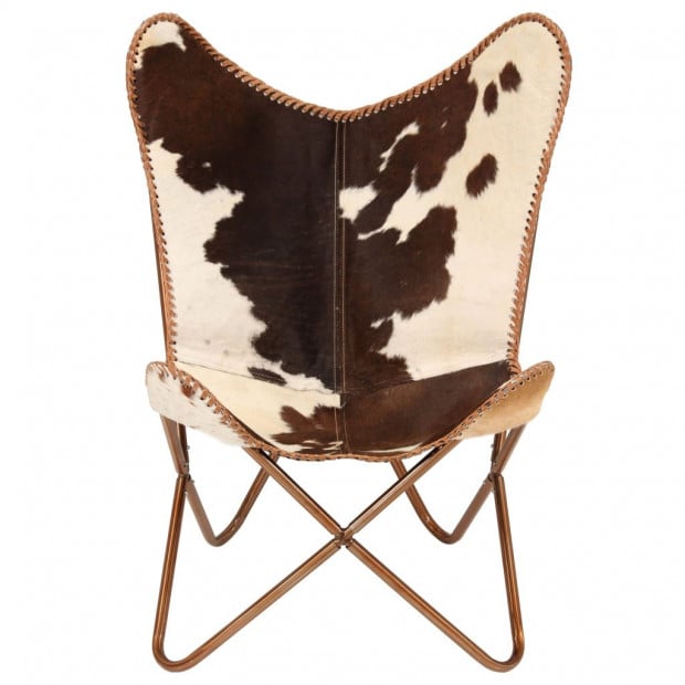 Butterfly Chair Brown And White Genuine Goat Leather Image 3