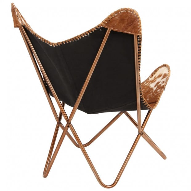 Butterfly Chair Brown And White Genuine Goat Leather Image 4
