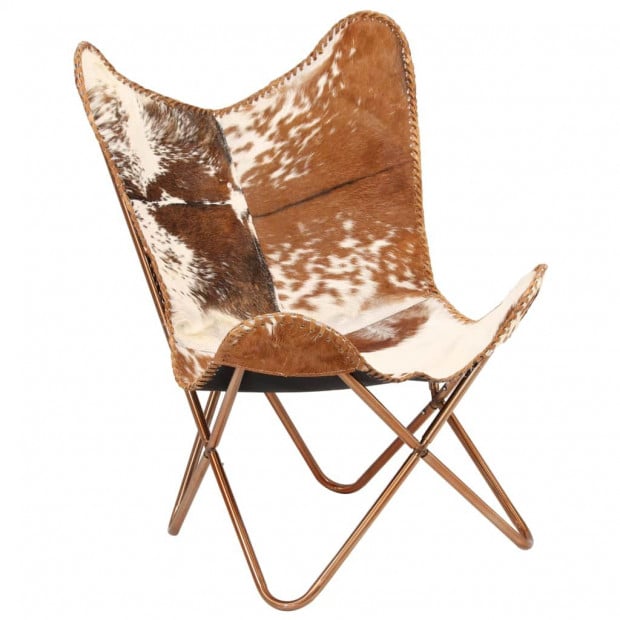 Butterfly Chair Brown And White Genuine Goat Leather Image 10