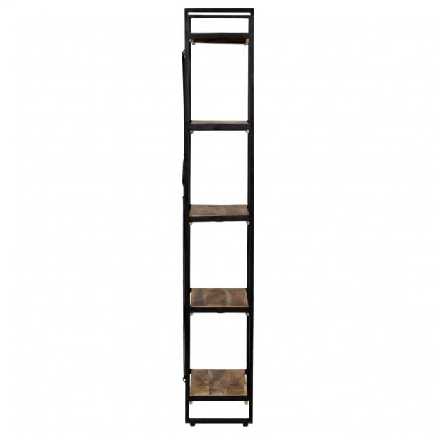 5-tier Bookcase Solid Mango Wood And Steel 90x30x180 Cm Image 3
