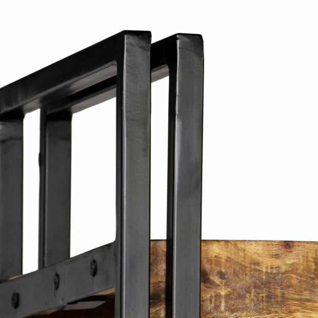 5-tier Bookcase Solid Mango Wood And Steel 90x30x180 Cm Image 4