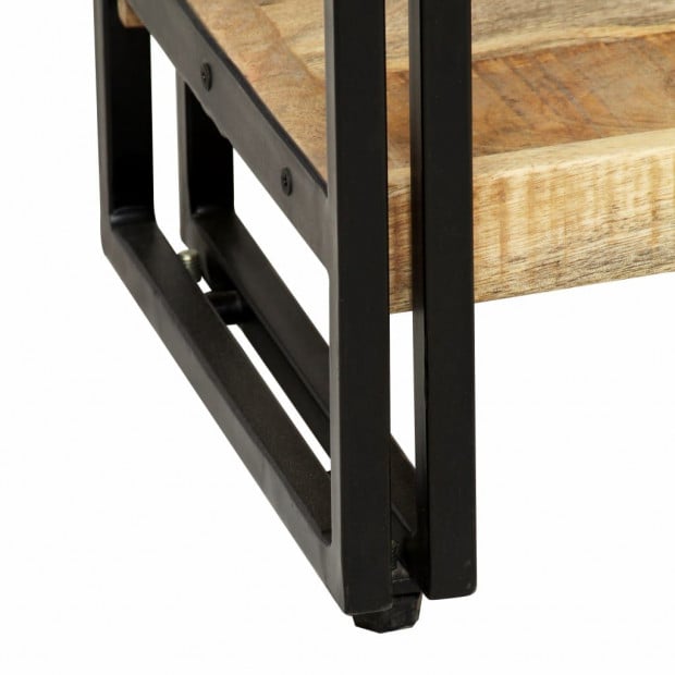 5-tier Bookcase Solid Mango Wood And Steel 90x30x180 Cm Image 5