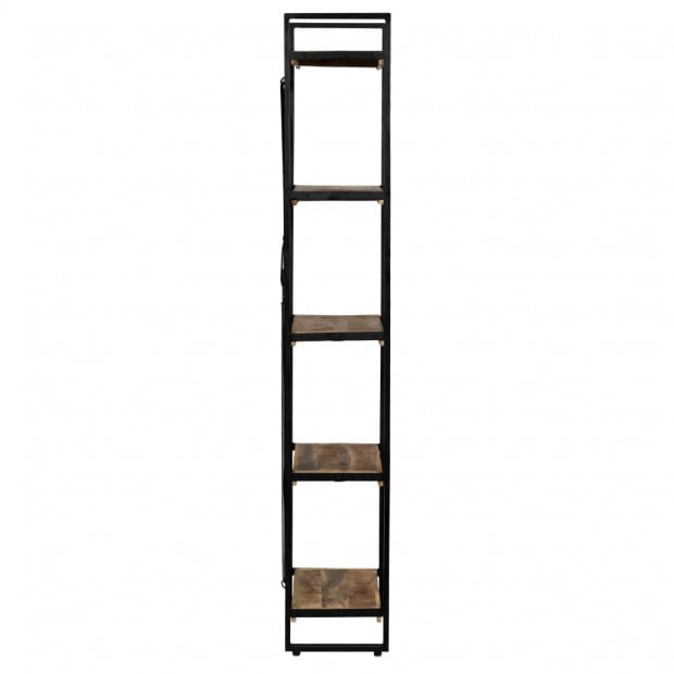 5-tier Bookcase Solid Mango Wood And Steel 60x30x180 Cm Image 3