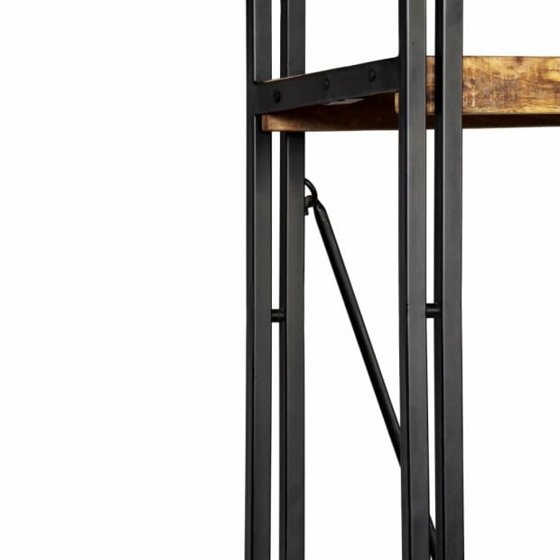 5-tier Bookcase Solid Mango Wood And Steel 60x30x180 Cm Image 7