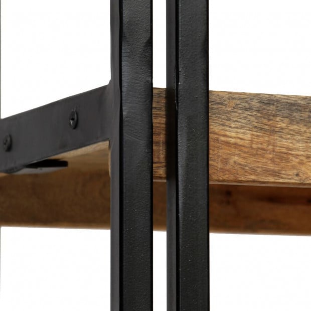 5-tier Bookcase Solid Mango Wood And Steel 60x30x180 Cm Image 9