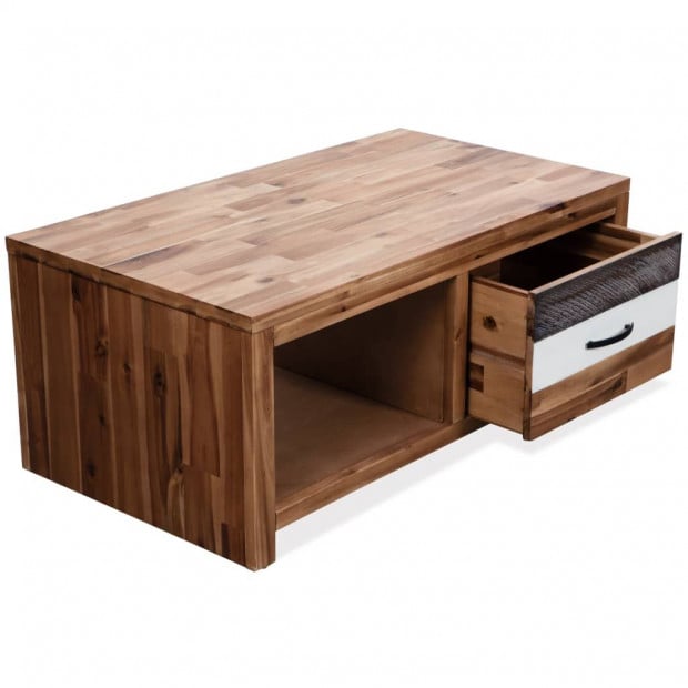 Coffee Table Solid Acacia Wood 90x50x37.5 Cm Image 4