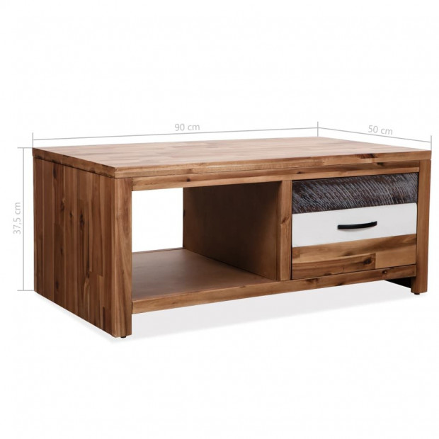 Coffee Table Solid Acacia Wood 90x50x37.5 Cm Image 8