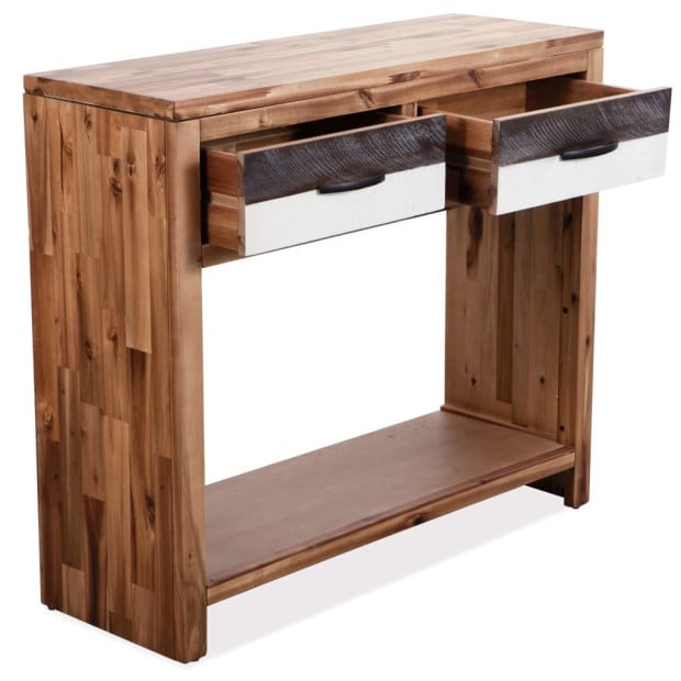 Console Table Solid Acacia Wood 86x30x75 Cm Natural Image 5