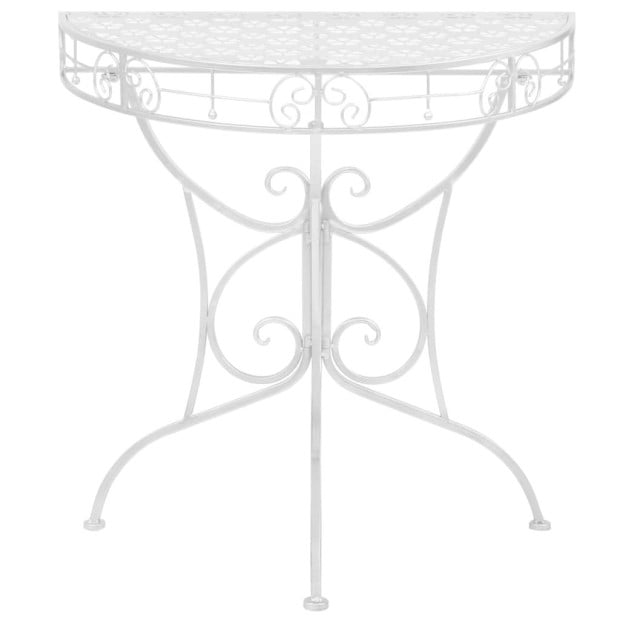 Side Table Vintage Style Half Round Metal 72x36x74 Cm Silver Image 2