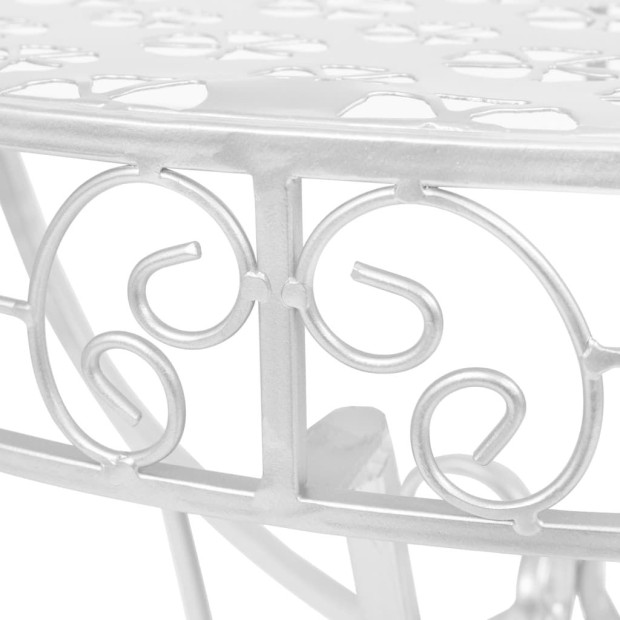 Side Table Vintage Style Half Round Metal 72x36x74 Cm Silver Image 4