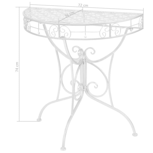 Side Table Vintage Style Half Round Metal 72x36x74 Cm Silver Image 6