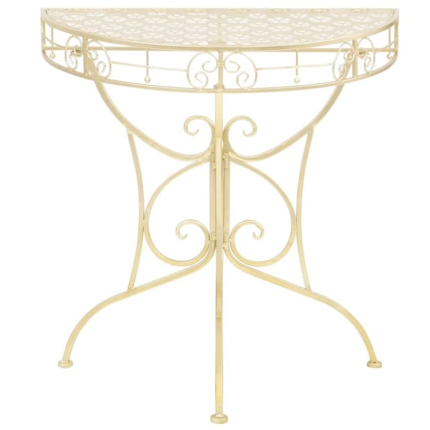 Side Table Vintage Style Half Round Metal 72x36x74 Cm Gold Image 2