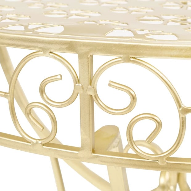 Side Table Vintage Style Half Round Metal 72x36x74 Cm Gold Image 5