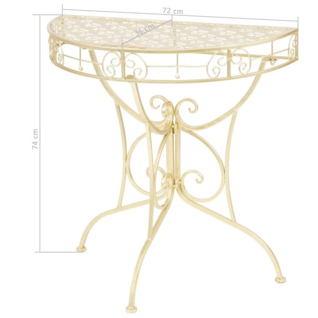 Side Table Vintage Style Half Round Metal 72x36x74 Cm Gold Image 6