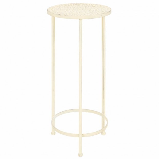 Plant Stand Set 3 Pieces Vintage Style Metal Antique White Image 2