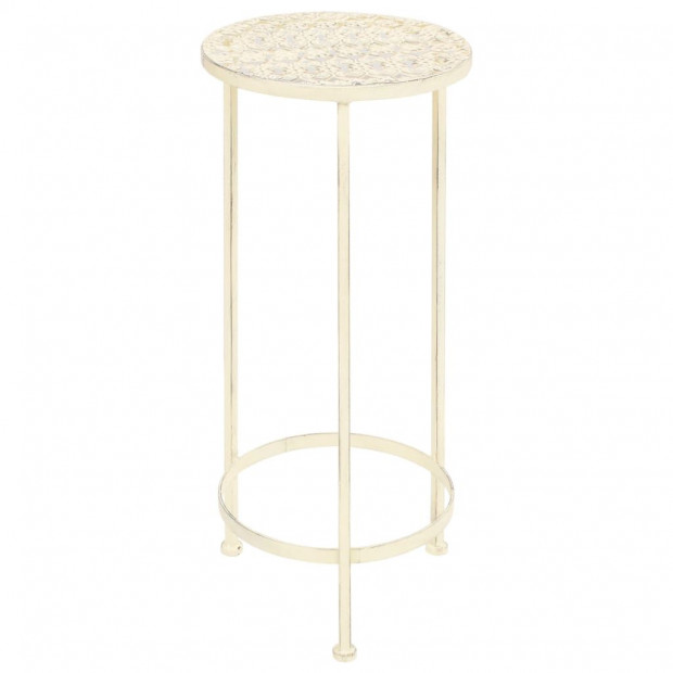 Plant Stand Set 3 Pieces Vintage Style Metal Antique White Image 4