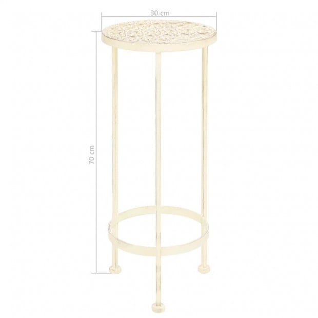 Plant Stand Set 3 Pieces Vintage Style Metal Antique White Image 8