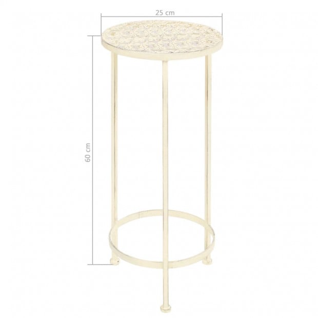 Plant Stand Set 3 Pieces Vintage Style Metal Antique White Image 9