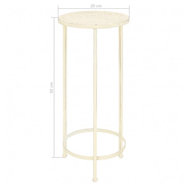 Plant Stand Set 3 Pieces Vintage Style Metal Antique White Image 10