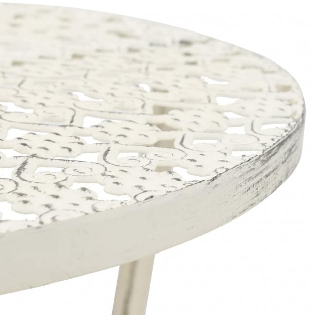 Bistro Table Vintage Style Round Metal 40x70 Cm White Image 3