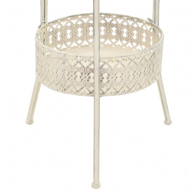 Bistro Table Vintage Style Round Metal 40x70 Cm White Image 5