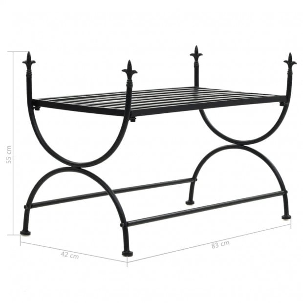 Bench Vintage Style Metal 83x42x55 Cm Black Image 7
