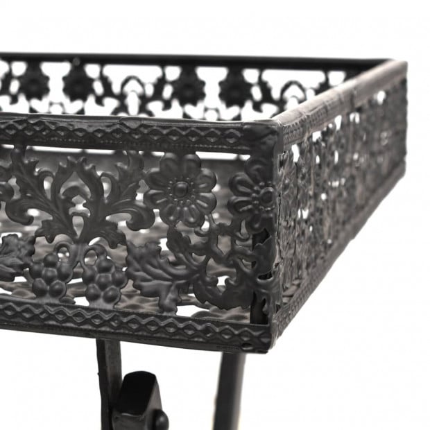 Folding Tea Table Vintage Style Metal 58x35x72 Cm Black Image 6