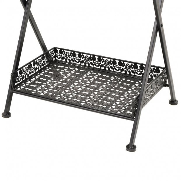 Folding Tea Table Vintage Style Metal 58x35x72 Cm Black Image 8