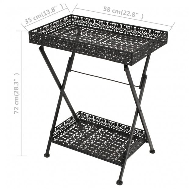 Folding Tea Table Vintage Style Metal 58x35x72 Cm Black Image 9