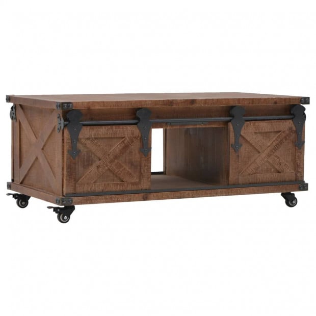 Coffee Table Solid Fir Wood 91x51x38 Cm Brown