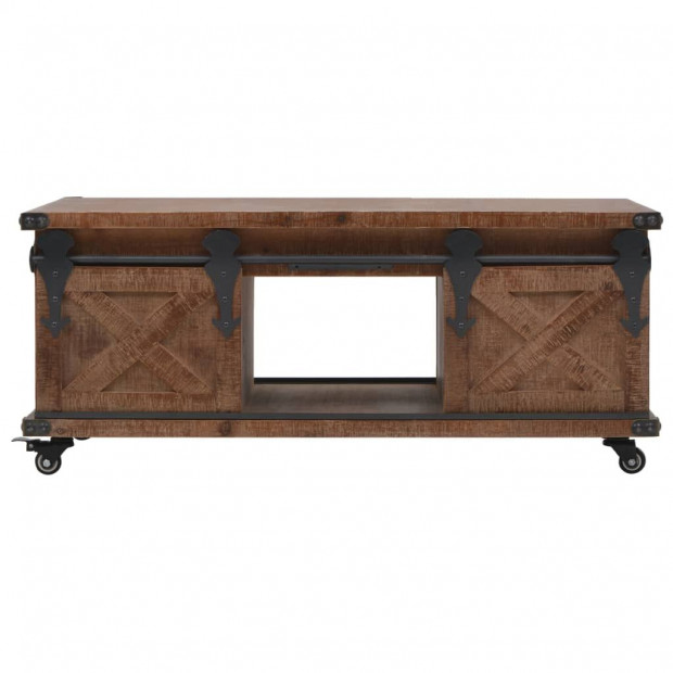 Coffee Table Solid Fir Wood 91x51x38 Cm Brown Image 2