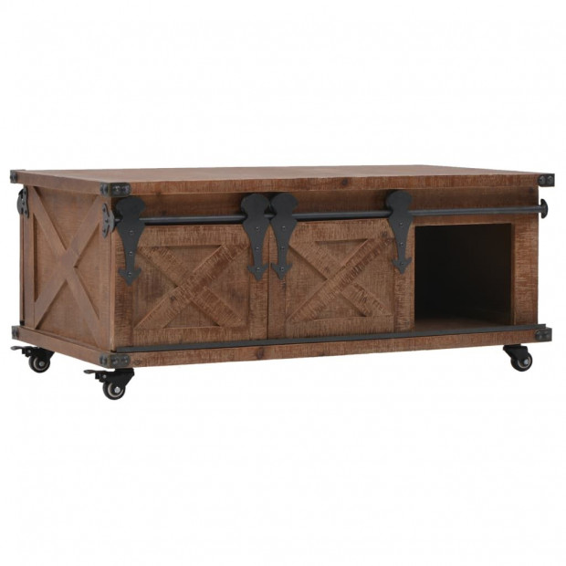 Coffee Table Solid Fir Wood 91x51x38 Cm Brown Image 5