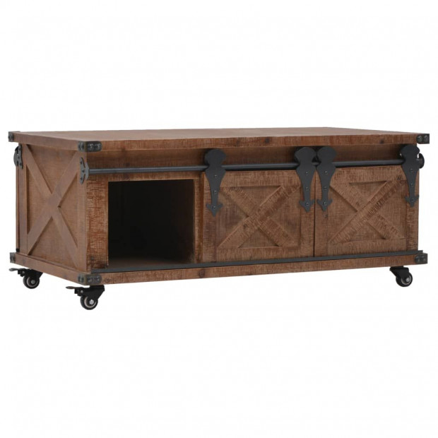 Coffee Table Solid Fir Wood 91x51x38 Cm Brown Image 6