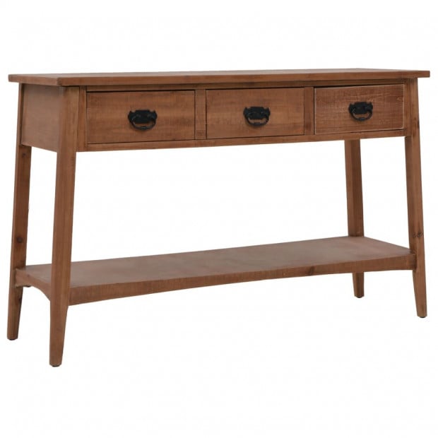 Console Table Solid Fir Wood 126x40x77.5 Cm Brown