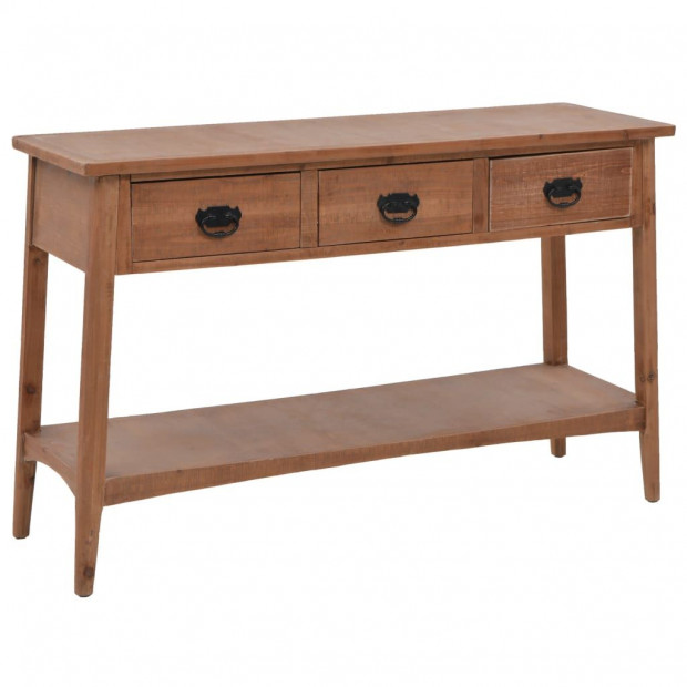 Console Table Solid Fir Wood 126x40x77.5 Cm Brown Image 4
