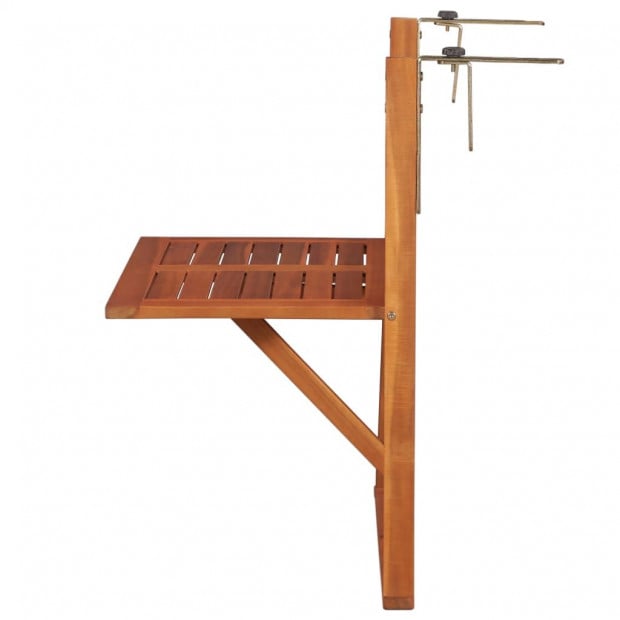 Hanging Balcony Table 64.5x44x80 Cm Solid Acacia Wood Image 2