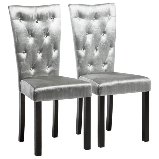 Dining Chairs 2 Pcs Silver Velvet Image 2