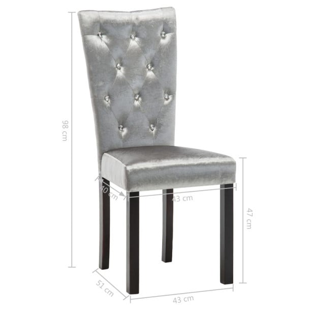 Dining Chairs 2 Pcs Silver Velvet Image 10