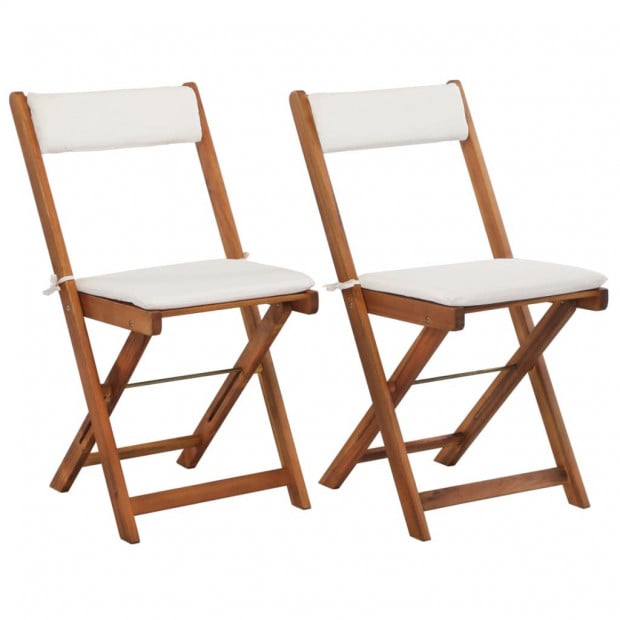 3 Piece Folding Bistro Set With Cushions Solid Acacia Wood Image 5