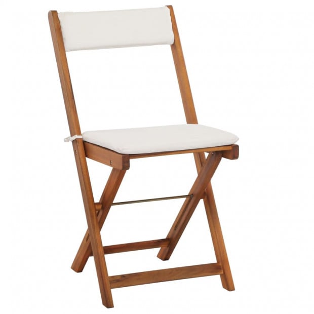 3 Piece Folding Bistro Set With Cushions Solid Acacia Wood Image 6