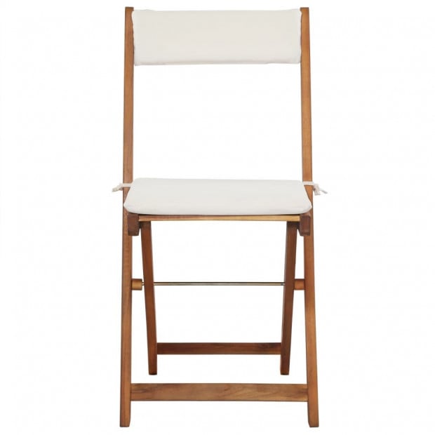 3 Piece Folding Bistro Set With Cushions Solid Acacia Wood Image 7