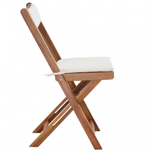 3 Piece Folding Bistro Set With Cushions Solid Acacia Wood Image 8