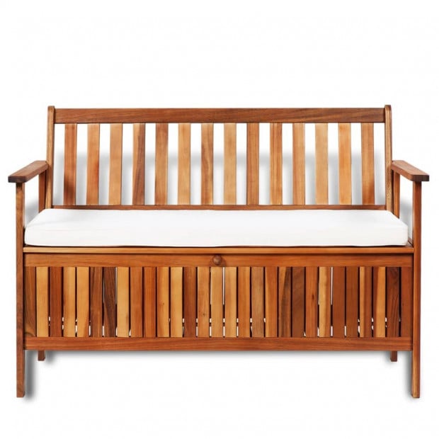 Garden Storage Bench Solid Acacia Wood 120x63x84 Cm Image 2