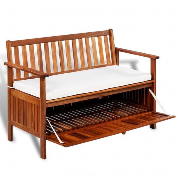 Garden Storage Bench Solid Acacia Wood 120x63x84 Cm Image 3