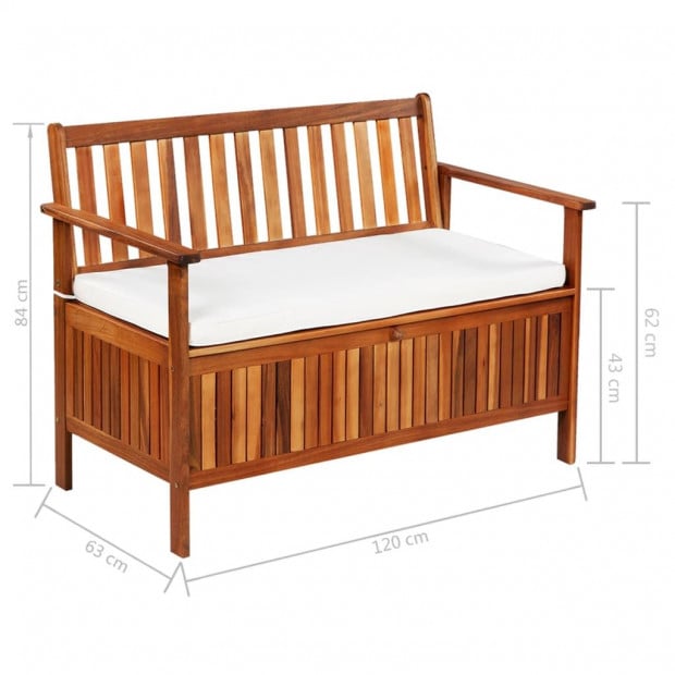 Garden Storage Bench Solid Acacia Wood 120x63x84 Cm Image 6