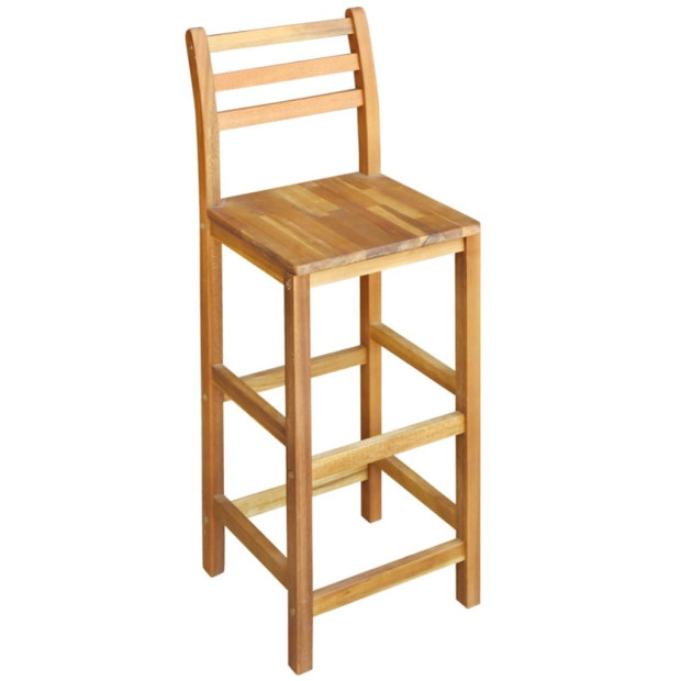 Bar Table And Chair Set 3 Pieces Solid Acacia Wood Image 3