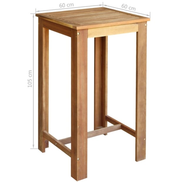 Bar Table And Chair Set 3 Pieces Solid Acacia Wood Image 5